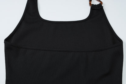 Ring Strap Ribbed Tank Top | Cutout Halter Crop | noémi