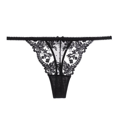Black Lace Thong with Delicate Fit and Minimal Design | noémi