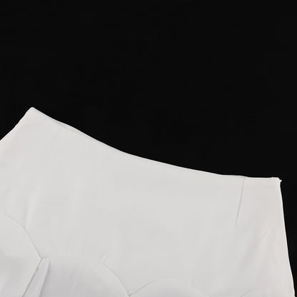 Satin TwoPiece Set | HighGrade Skirt & Round Neck Short Sleeve Cardigan Top | noémi