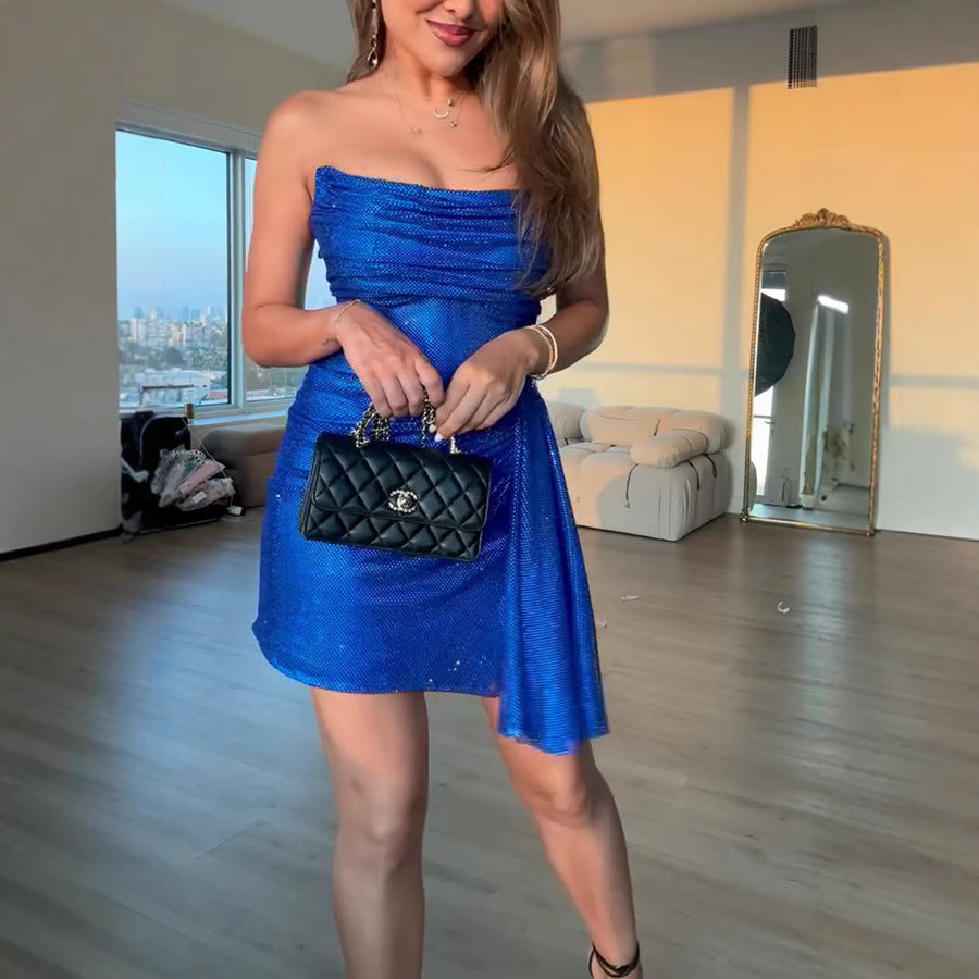Blue Sequin Strapless Bodycon Mini Dress | Cocktail Dress | noémi