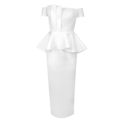 Pure White Tube Top Ruffled Dress | noémi