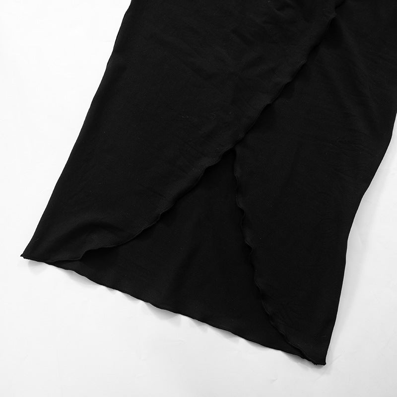 Women Deep V Neck Long Sleeve Waist Fitted High Slit Dress | noémi