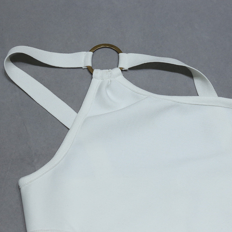 White One Shoulder Cutout Dress with Side Slit | Long Fitted Design for Women | noémi