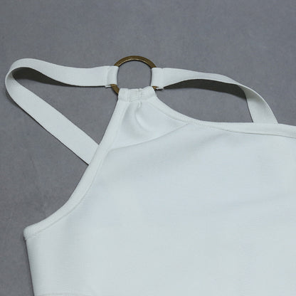 White One Shoulder Cutout Dress with Side Slit | Long Fitted Design for Women | noémi