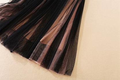 Double Breasted Green Collar Top Multi Layer Mesh Pleated Skirt Set | noémi