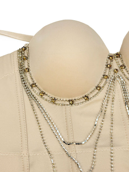 Tassel Chain Camisole | Corset Bra with Sparkling Boning | noémi `