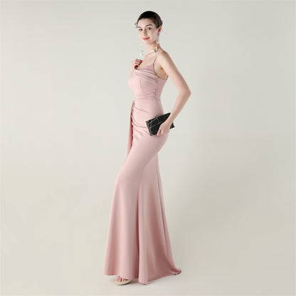 Satin Fishtail Dress | Beaded Bandeau with Slit | noémi