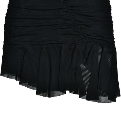 Womens Backless Mesh Splice Sling Mini Dress | noémi