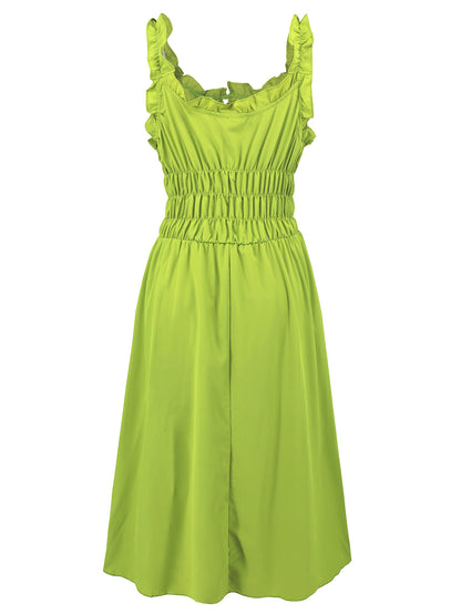 Womens Solid Color Waist Strap Fitted Dress | noémi