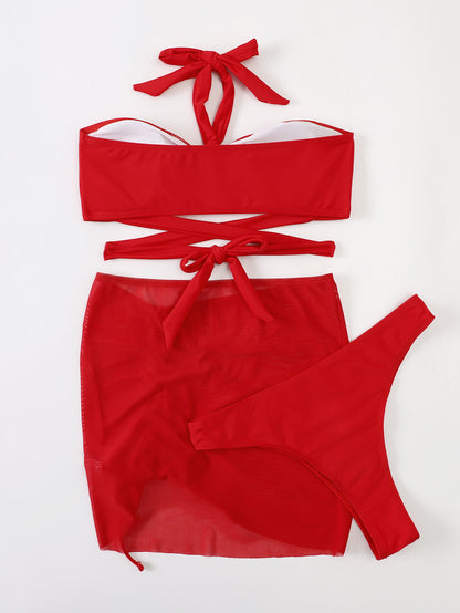 Three Piece Solid Color Split Bikini Set Swimsuit | noémi