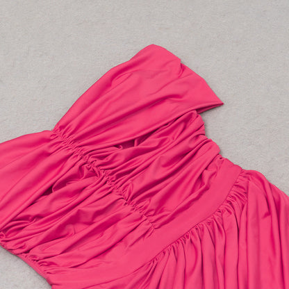 Womens Off Shoulder Pleated Backless Dress with Side Slit Slim Fit | noémi