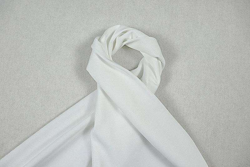 Womens Backless Cross Halter Midi Dress with Side Slit Pleated Detail | noémi