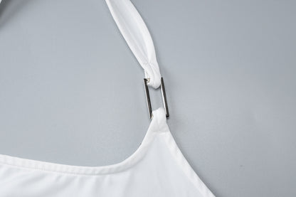 White Halter Top | Sleeveless Crop with Side Cut Out Openings | noémi