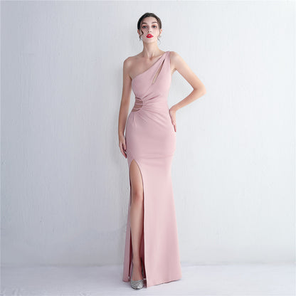 Folding Beaded Fishtail Dress | Slim Fit Toast Long Shoulder | noémi