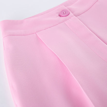 Pink Sleeveless Blazer & Wide Leg Trousers Set | Summer Two Piece Suit | noémi