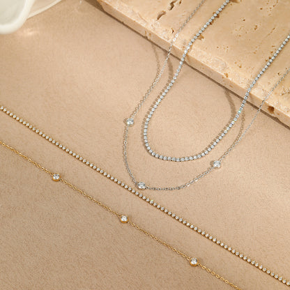 Womens Twin Layer Zircon Necklace | Titanium Steel, Non Fading | noémi