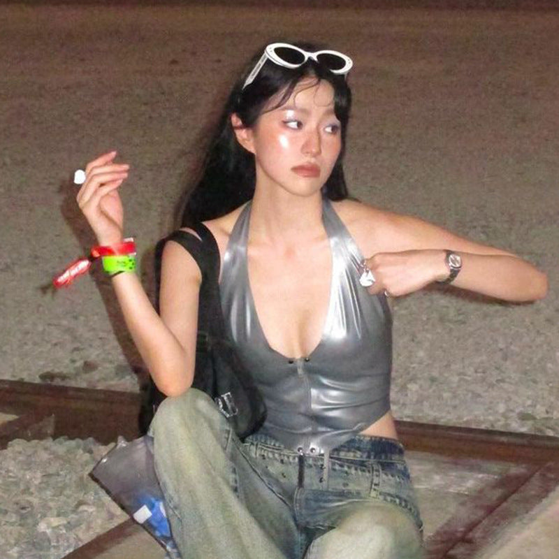 Womens Halter Lace Up Camisole Backless Top | noémi