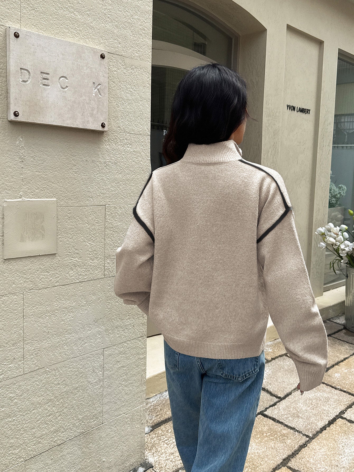 Zipper Sweater for Women | Casual Solid Color Long Sleeve Knit Pullover | noémi