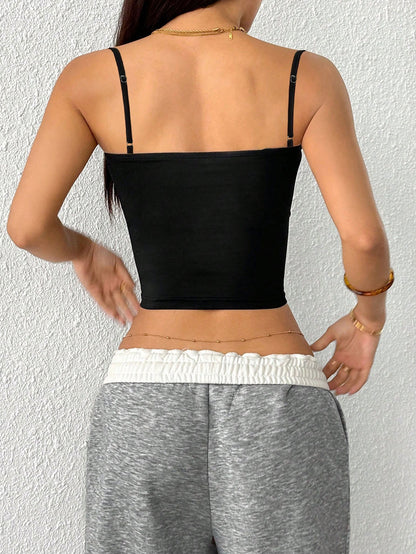 Ruched Cutout Crop Top | Black Fitted Tank with Double Waist Cutouts | Strappy Sleeveless | noémi