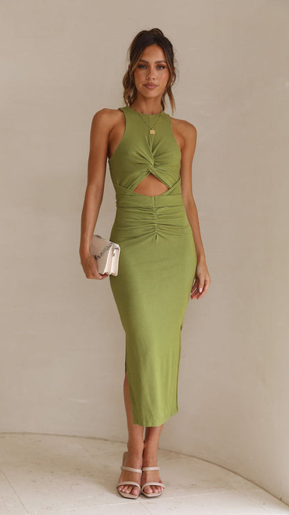 Sleeveless Bodycon Dress with Front Slit | noémi