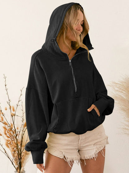 Womens Hooded Sweatshirt | Sports Hoodie with Zipper & Drawstring Long Sleeve Top | noémi