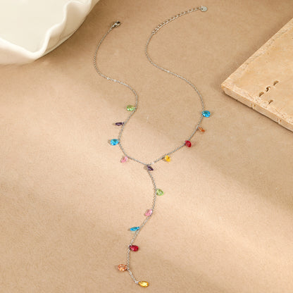 Tassel Y Necklace for Women | 18K Gold Plated, Waterproof Stainless Steel, Dainty Layered Jewelry | noémi