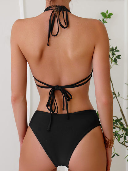 Solid Color Backless Tie Bikini Two Piece Swimsuit for Women | noémi
