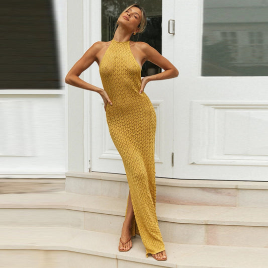 Backless Dress With High Split And Slim Fit For Women | noémi