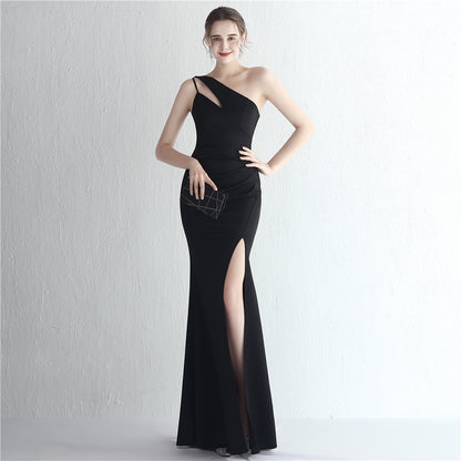 Satin One Shoulder Gown | Slim Fit Long Debutante Dress | noémi