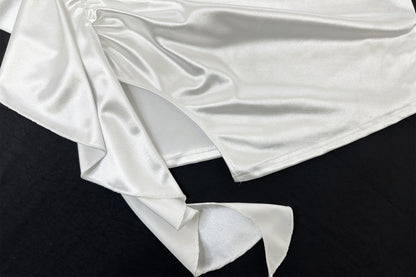 Women’s Satin Strapless Mini Dress | White Ruched Bodycon with Side Bow | noémi