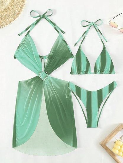 Striped Tulle Skirt Three Piece Sets Swimwear Bikini | noémi