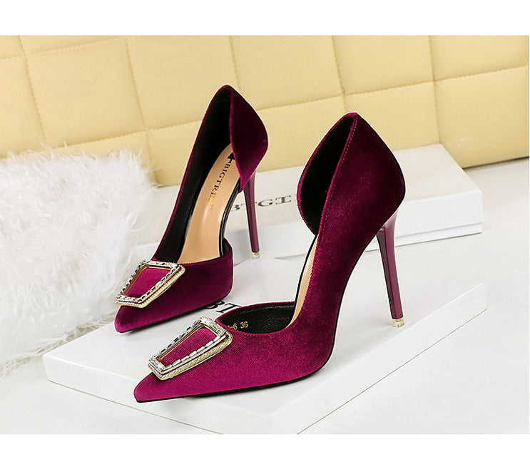 Women’s Stiletto Heels | Pointed Toe, Suede Finish, Metal Buckle | noémi