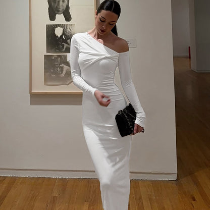 Summer Slim Fit Dress | Twist Shoulder Detail | Solid Color, Lightweight & Stylish | noémi