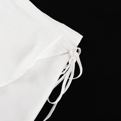 Sleeveless Waistcoat Lacing Cross Top Two Piece Set | Pantskirt | noémi