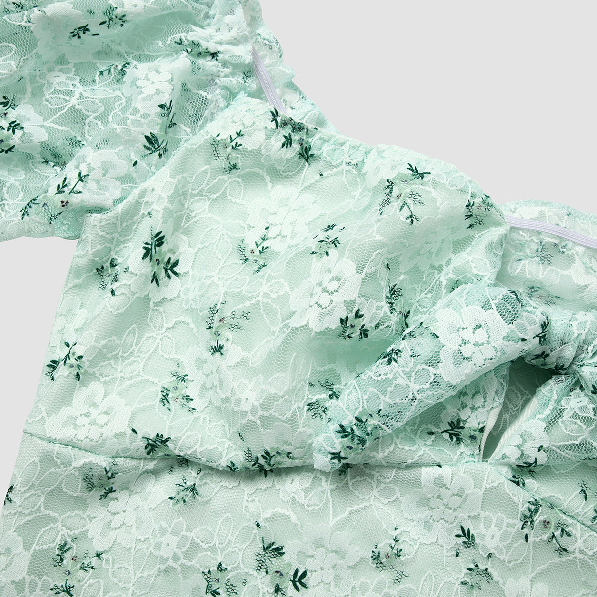 Floral Lace Puff Sleeve Tube Top Jumpsuit | Womens One Piece | noémi