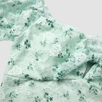 Floral Lace Puff Sleeve Tube Top Jumpsuit | Womens One Piece | noémi