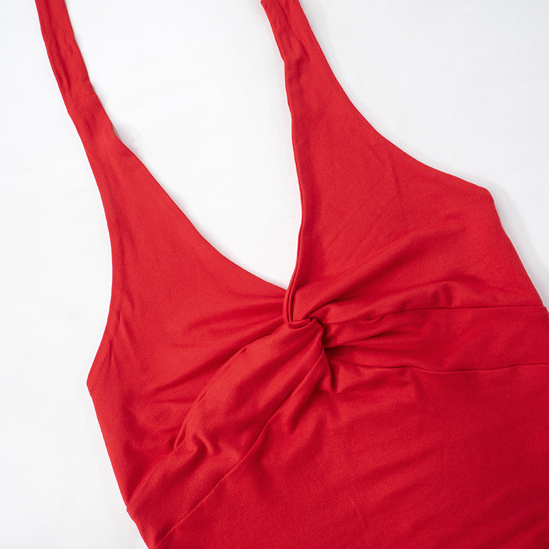 Halter Neck Asymmetric Hem Top | Backless VNeck Top | noémi