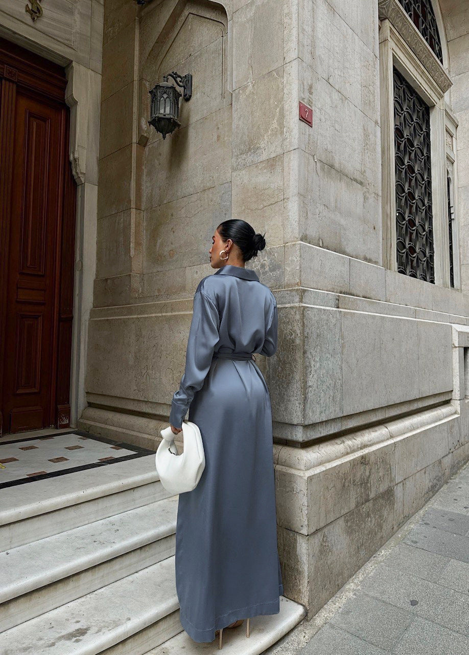 Satin Slit Dress | Waist Slimming Gown | noémi