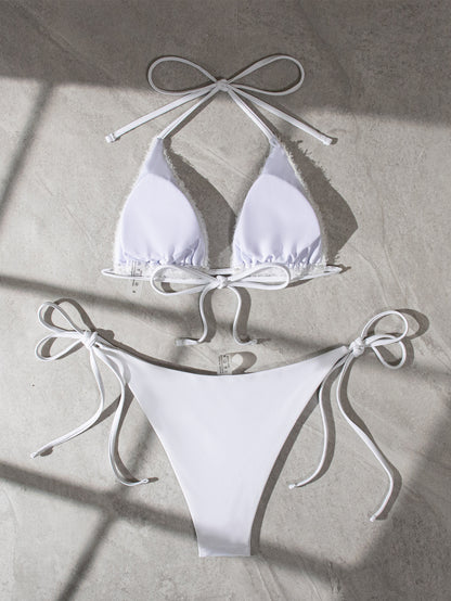 Plush Bandage Solid Color Two Piece Swimwear Set for Women | noémi