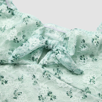 Floral Lace Puff Sleeve Tube Top Jumpsuit | Womens One Piece | noémi