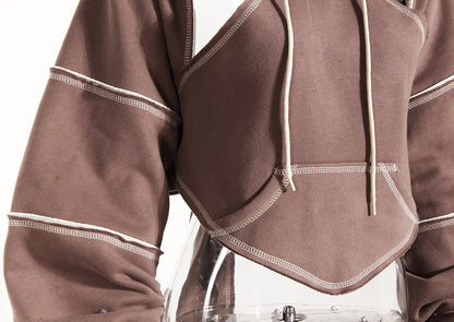 Bright Line Cropped Hoodie for Women | Long Sleeve Waistband Top | noémi