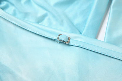 Womens Halter Swing Collar Top | Hollow Out Cutout with Shell Metal Buckle | noémi