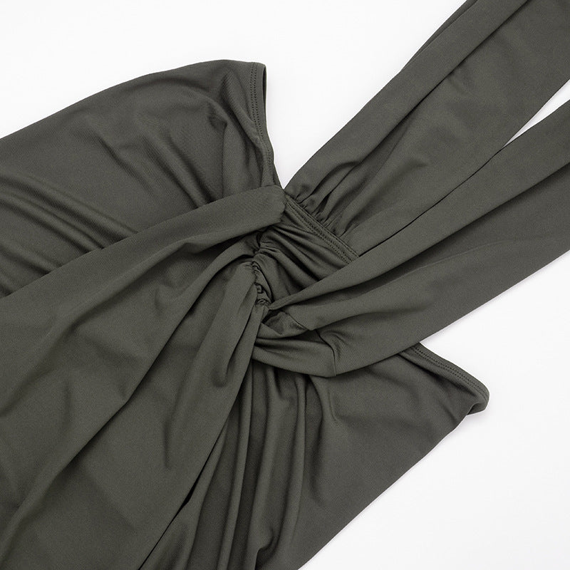 Womens Backless Halter Maxi Dress | Slim Fit Sleeveless Pleated | noémi