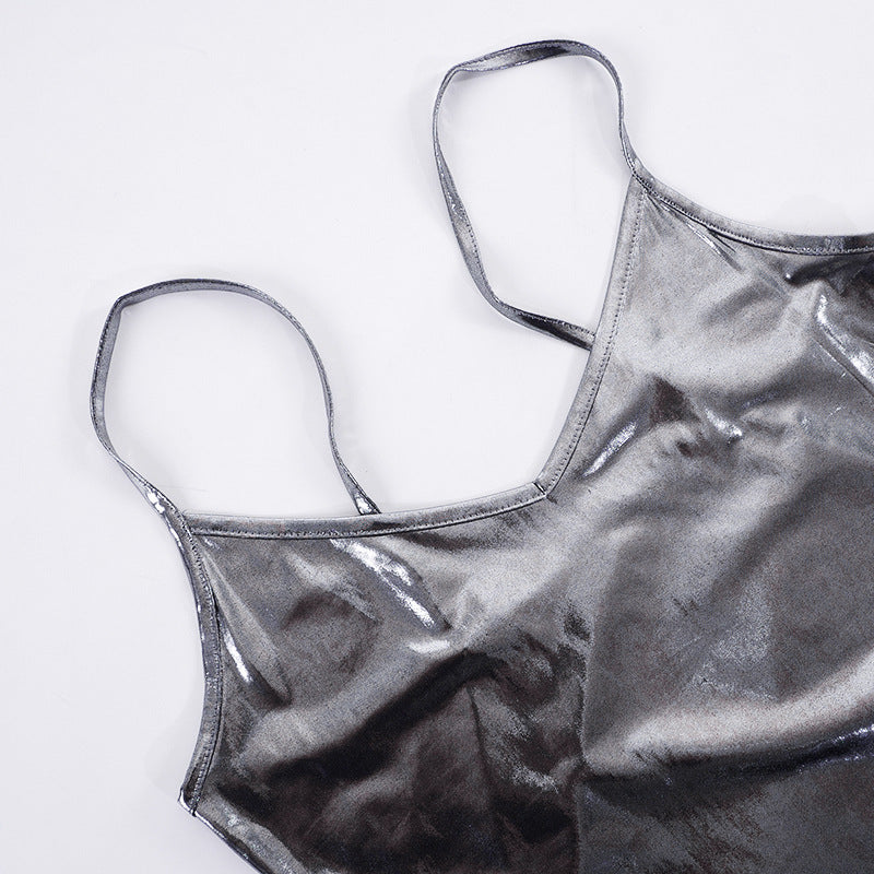 Womens Metallic Sling Mid Length Swing Dress | noémi