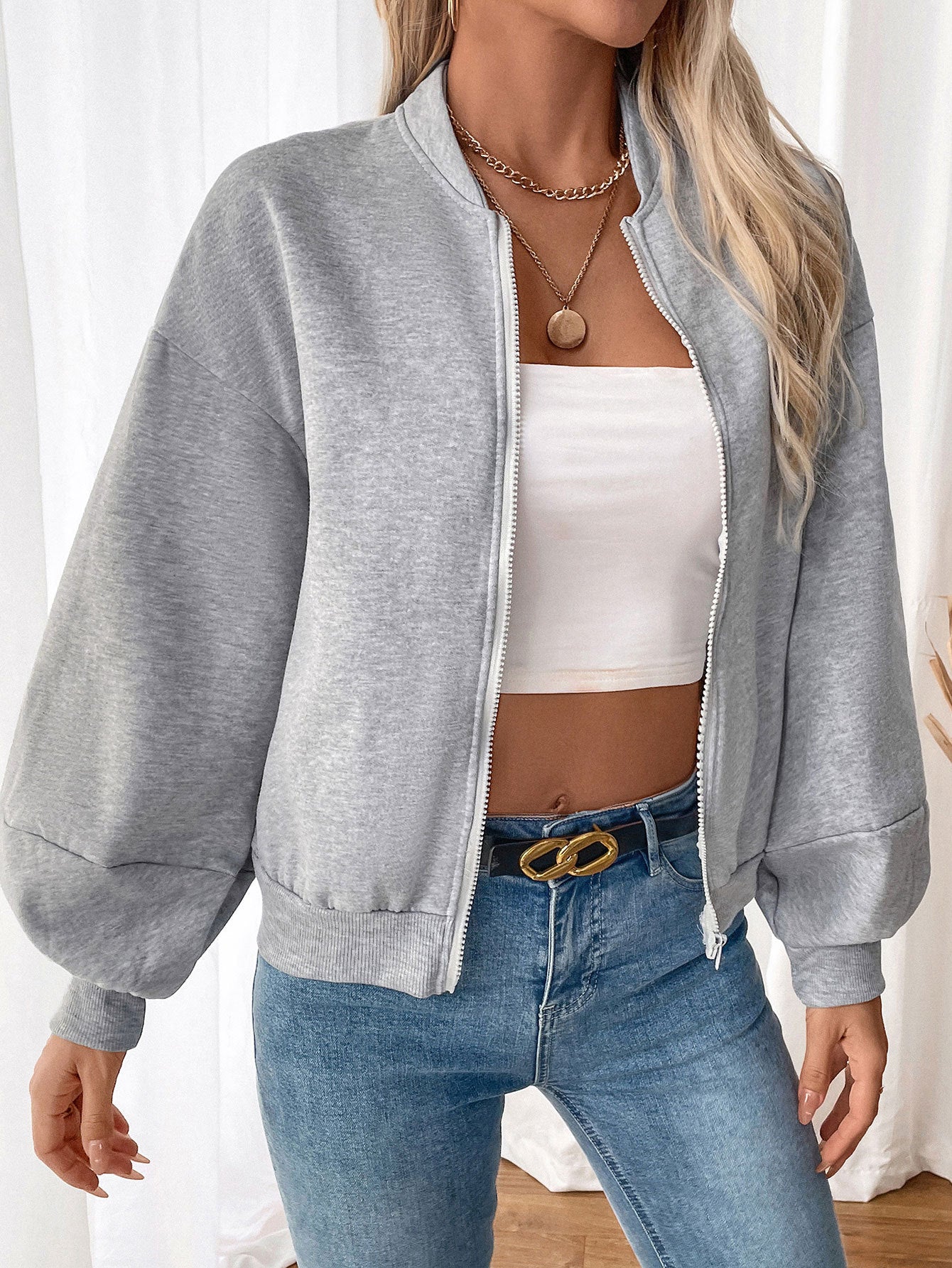 Retro Baseball Collar Jacket | Thickened Zip Up | noémi