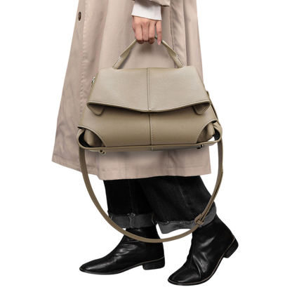 Textured Brown Shoulder Tote – Light Luxury French-Style Handbag | noémi