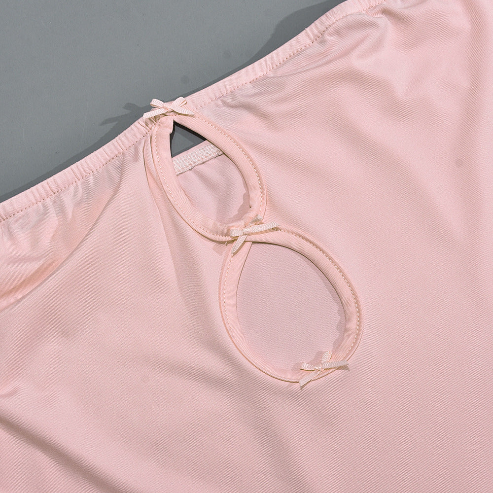 Bow Detail Sleeveless Dress with Hollow Cutouts and Side Split | noémi