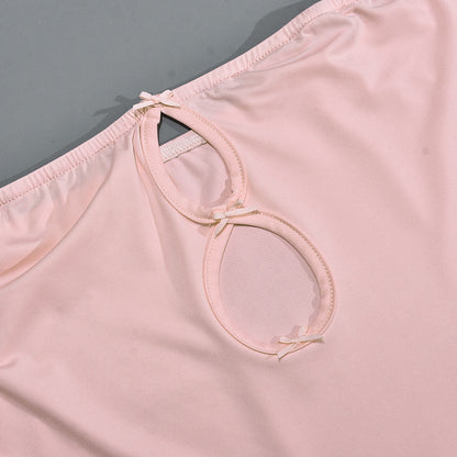 Bow Detail Sleeveless Dress with Hollow Cutouts and Side Split | noémi