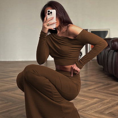 Women’s 2 Piece Set | Off Shoulder Long Sleeve Crop Top &  Maxi Skirt | noémi