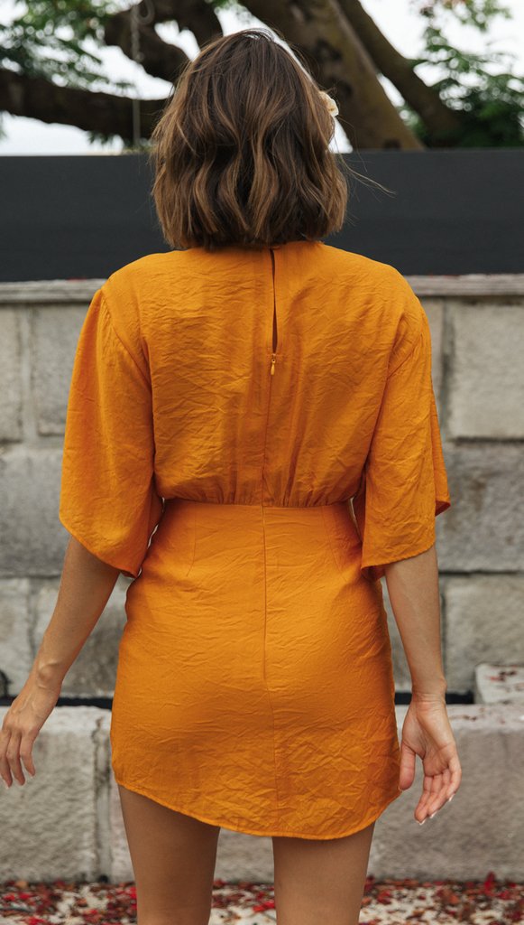 Tie Front Cutout Romper | Sunset Orange, Flowy Fit | noémi